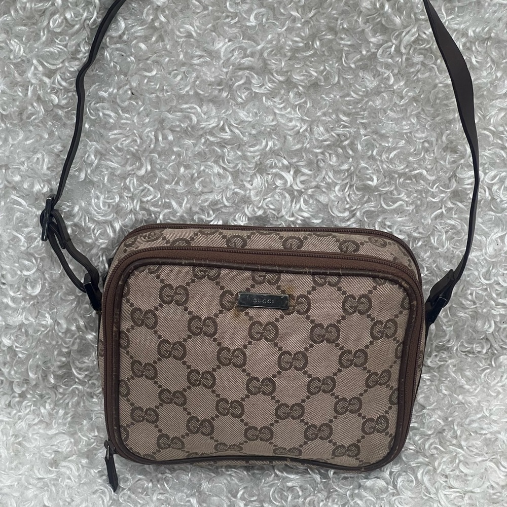 Gucci Pink GG Canvas Baguette Brown